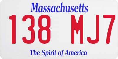 MA license plate 138MJ7
