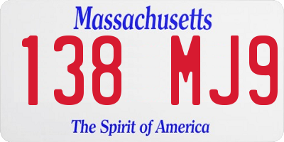 MA license plate 138MJ9