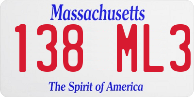 MA license plate 138ML3