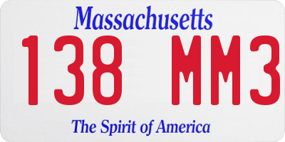 MA license plate 138MM3