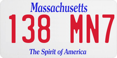 MA license plate 138MN7