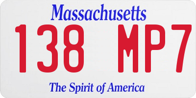 MA license plate 138MP7