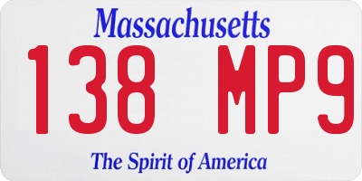 MA license plate 138MP9