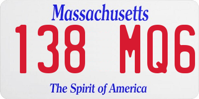 MA license plate 138MQ6