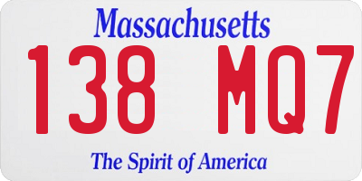 MA license plate 138MQ7