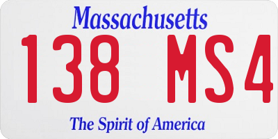MA license plate 138MS4