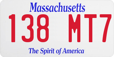 MA license plate 138MT7