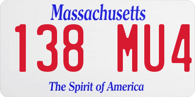 MA license plate 138MU4