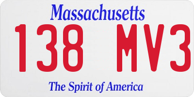 MA license plate 138MV3