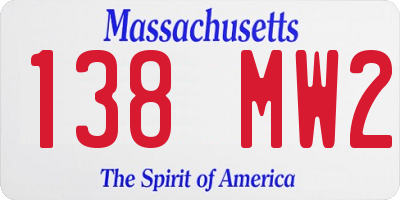 MA license plate 138MW2