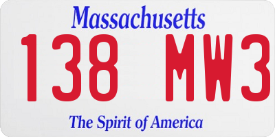 MA license plate 138MW3
