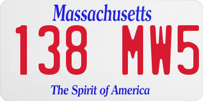 MA license plate 138MW5