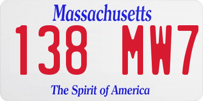 MA license plate 138MW7