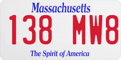 MA license plate 138MW8