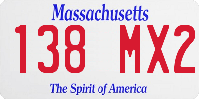 MA license plate 138MX2