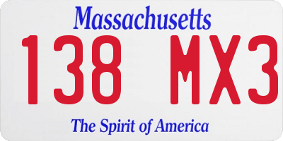 MA license plate 138MX3