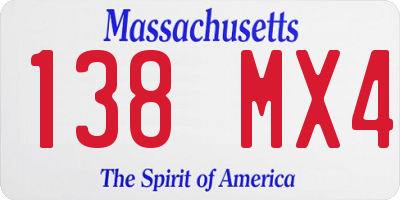 MA license plate 138MX4
