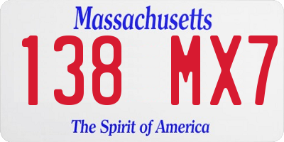 MA license plate 138MX7