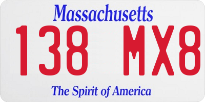 MA license plate 138MX8