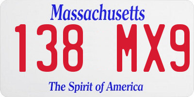 MA license plate 138MX9