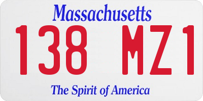 MA license plate 138MZ1