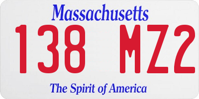 MA license plate 138MZ2