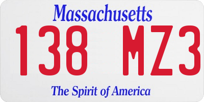 MA license plate 138MZ3