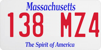 MA license plate 138MZ4