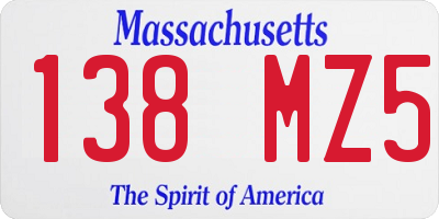 MA license plate 138MZ5