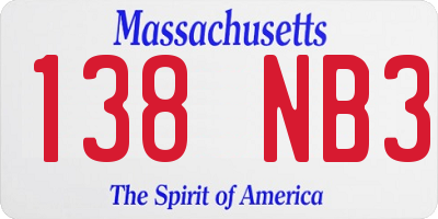 MA license plate 138NB3
