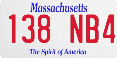 MA license plate 138NB4