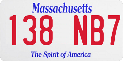 MA license plate 138NB7