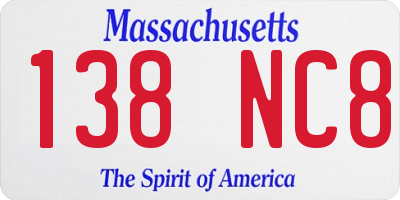 MA license plate 138NC8