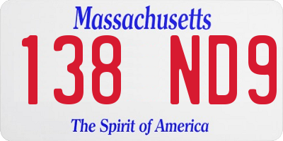 MA license plate 138ND9