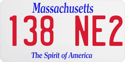 MA license plate 138NE2