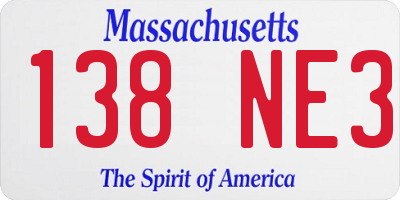 MA license plate 138NE3