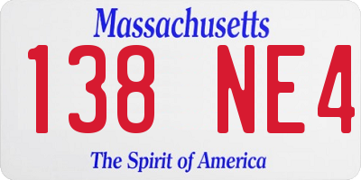 MA license plate 138NE4