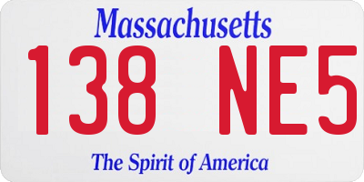 MA license plate 138NE5