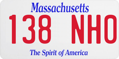 MA license plate 138NH0