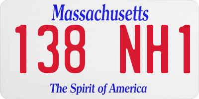 MA license plate 138NH1