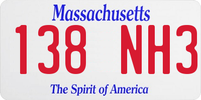 MA license plate 138NH3