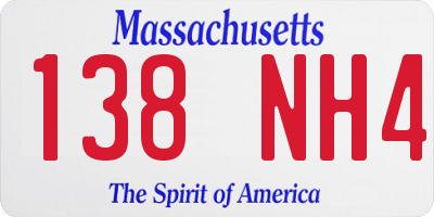 MA license plate 138NH4