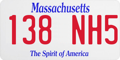 MA license plate 138NH5