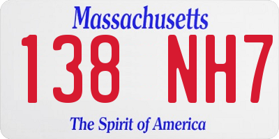 MA license plate 138NH7