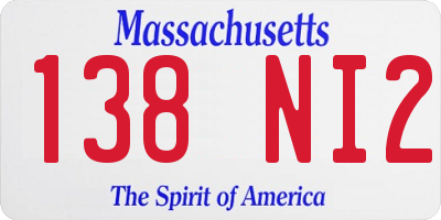 MA license plate 138NI2