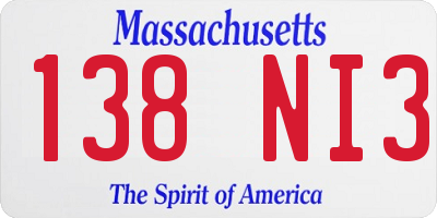MA license plate 138NI3