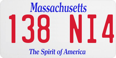 MA license plate 138NI4