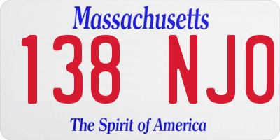 MA license plate 138NJ0