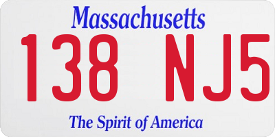 MA license plate 138NJ5