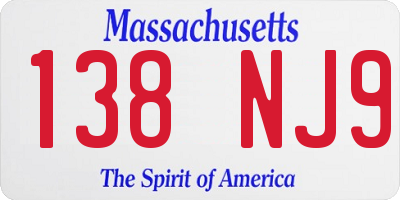 MA license plate 138NJ9
